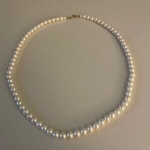 RETRO 1928 FAUX PEARL NECKLACE COSTUME 8MM ROUND CREAM COLOR 12" Long Preowned